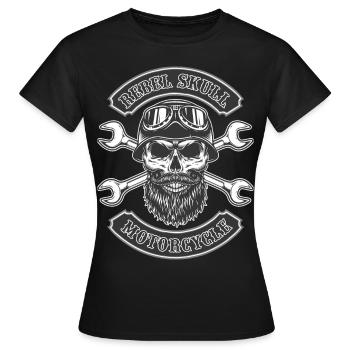 Rebel Totenkopf mit Helm Geschenk Biker Motorrad - Frauen T-Shirt - Schwarz - Vorne - AI Model Female 172 dark (172cm)