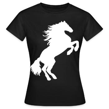 weißes Pferd Schimmel - Pferde T Shirt & Hoodie - Frauen T-Shirt - Schwarz - Vorne - AI Model Female 172 dark (172cm)