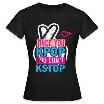 K-pop K-Pop Kleidung k-pop Musik K-pop - Frauen T-Shirt - Schwarz - Vorne - AI Model Female 172 dark (172cm)