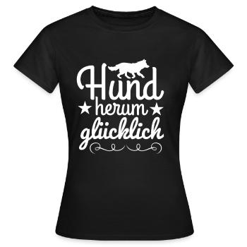 Hunde herum glücklich - Frauen T-Shirt - Schwarz - Vorne - AI Model Female 172 dark (172cm)