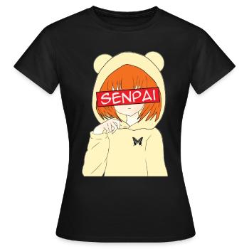 Anime Senpai Anime Fans Anime Style Anime Tenue - T-shirt Femme - noir - Devant - AI Model Female 172 dark (172cm)