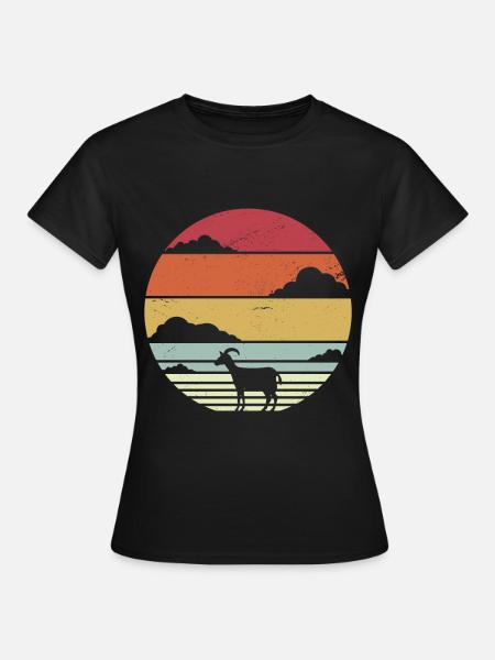 Ziege Retro - Frauen T-Shirt - Schwarz