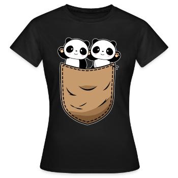 Kawaii Panda Amant - T-shirt Femme - noir - Devant - AI Model Female 172 dark (172cm)
