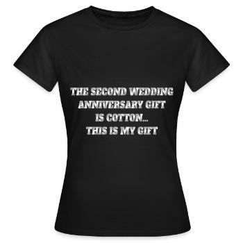 Das Zweite Hochzeitsjubiläum Ist Baumwolle - Frauen T-Shirt - Schwarz - Vorne - AI Model Female 172 dark (172cm)