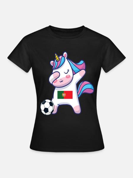 Dabbing Licorne Football Portugal - T-shirt Femme - noir