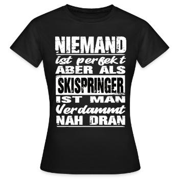 Skispringer - Frauen T-Shirt - Schwarz - Vorne - AI Model Female 172 dark (172cm)