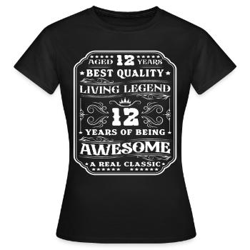 12 Geburtstag 12 Jahre Mann 12 jahre legende 12 - Frauen T-Shirt - Schwarz - Vorne - AI Model Female 172 dark (172cm)