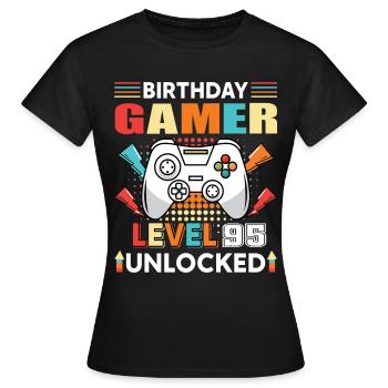 Geburtstag Gamer Level 95 Unlocked 95 Geburtstag - Frauen T-Shirt - Schwarz - Vorne - AI Model Female 172 dark (172cm)