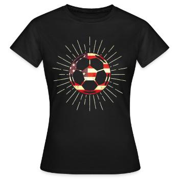 American Flag On Soccer Ball - Frauen T-Shirt - Schwarz - Vorne - AI Model Female 172 dark (172cm)