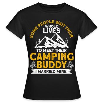 Cool Camping Buddies Cadeau Camping Buddy - T-shirt Femme - noir - Devant - AI Model Female 172 dark (172cm)