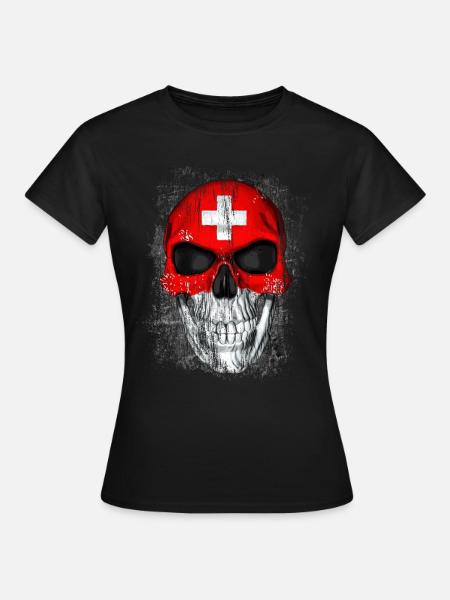 Totenkopf Schweiz - Frauen T-Shirt - Schwarz