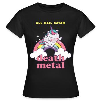 Einhorn auf Wolke Death Metal - Frauen T-Shirt - Schwarz - Vorne - AI Model Female 172 dark (172cm)
