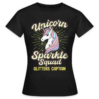 Unicorn Sparkle Squad Cutter Captain - Frauen T-Shirt - Schwarz - Vorne - AI Model Female 172 dark (172cm)