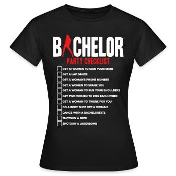 Bachelor party Checklist - Women's T-Shirt - black - Front - AI Model Female 172 dark (172cm)