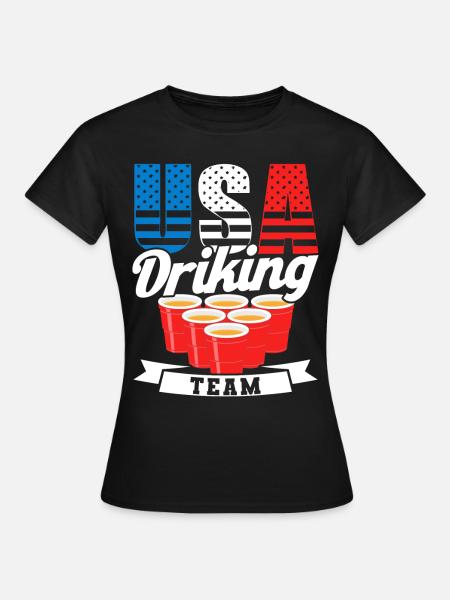 Usa Drinking Team - Frauen T-Shirt - Schwarz
