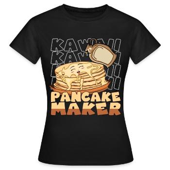 Kawaii Pancake Maker Lächelte Pfannkuchen Sirup - Frauen T-Shirt - Schwarz - Vorne - AI Model Female 172 dark (172cm)