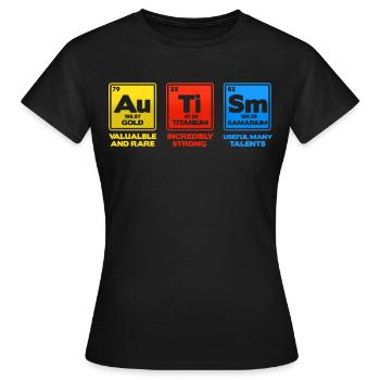 Autisme - T-shirt Femme - noir - Devant - AI Model Female 172 dark (172cm)