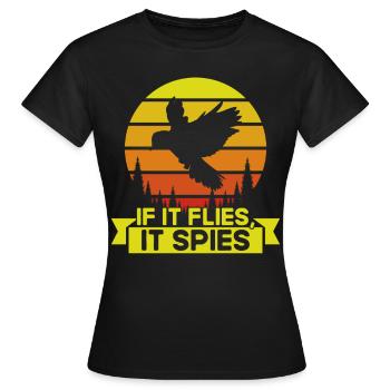 S’il vole il espionne - T-shirt Femme - noir - Devant - AI Model Female 172 dark (172cm)