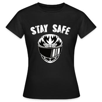 Casque de moto Restez en sécurité - T-shirt Femme - noir - Devant - AI Model Female 172 dark (172cm)