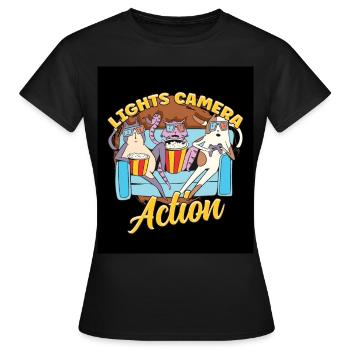 Ligts Camera Action - Frauen T-Shirt - Schwarz - Vorne - AI Model Female 172 dark (172cm)