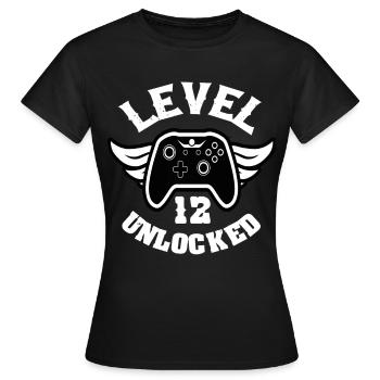 Level 12 Unlocked 12 Geburtstag - Frauen T-Shirt - Schwarz - Vorne - AI Model Female 172 dark (172cm)