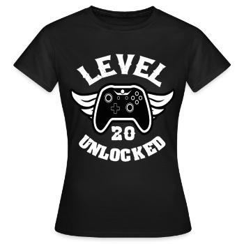 Level 20 Unlocked 20 Geburtstag - Frauen T-Shirt - Schwarz - Vorne - AI Model Female 172 dark (172cm)