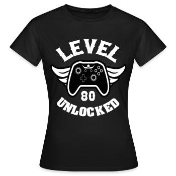 Level 80 Unlocked 80 Geburtstag - Frauen T-Shirt - Schwarz - Vorne - AI Model Female 172 dark (172cm)