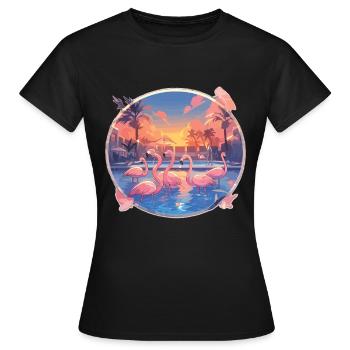Flamingo Flamingo Pool Fête Flamingo - T-shirt Femme - noir - Devant - AI Model Female 172 dark (172cm)
