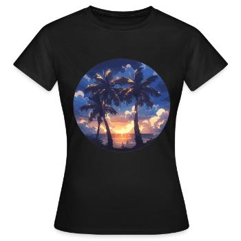 Palmier palmier palmier coucher de soleil palmier plage - T-shirt Femme - noir - Devant - AI Model Female 172 dark (172cm)