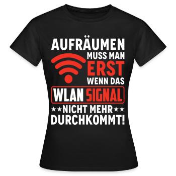 Wlan Wlan Signal Internet Wlan Sprüche - Frauen T-Shirt - Schwarz - Vorne - AI Model Female 172 dark (172cm)