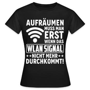 Wlan Wlan Signal Internet Wlan Sprüche - Frauen T-Shirt - Schwarz - Vorne - AI Model Female 172 dark (172cm)