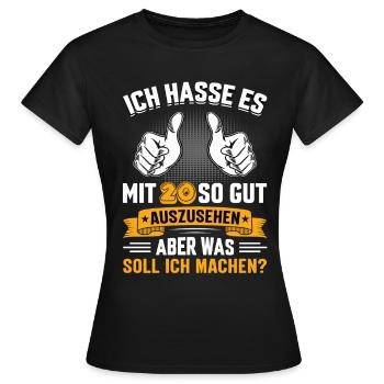 20 Geburtstag 20 Jahre 20 Lebensjahr 20 Lebenalter - Frauen T-Shirt - Schwarz - Vorne - AI Model Female 172 dark (172cm)