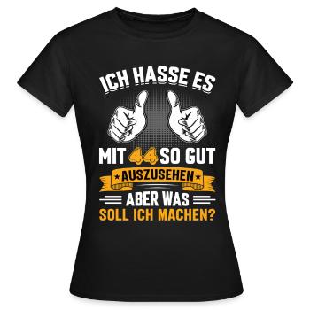 44 Geburtstag 44 Jahre 44 Lebensjahr 44 Lebenalter - Frauen T-Shirt - Schwarz - Vorne - AI Model Female 172 dark (172cm)