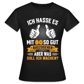 80 Geburtstag 80 Jahre 80 Lebensjahr 80 Lebenalter - Frauen T-Shirt - Schwarz - Vorne - AI Model Female 172 dark (172cm)