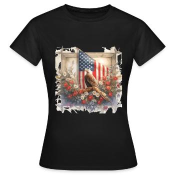 Vintage Amerika Flagge Weißkopfadler Usa - Frauen T-Shirt - Schwarz - Vorne - AI Model Female 172 dark (172cm)