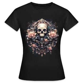 Crâne Crâne Crânes Crâne Squelette - T-shirt Femme - noir - Devant - AI Model Female 172 dark (172cm)