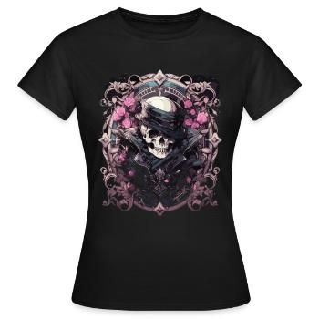 Crâne Crâne Crânes Crâne Squelette - T-shirt Femme - noir - Devant - AI Model Female 172 dark (172cm)