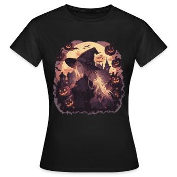 Sorcière Helloween Sorcières Tenue Sorcières Sorcières - T-shirt Femme - noir - Devant - AI Model Female 172 dark (172cm)