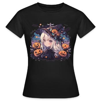 Sorcière Helloween Sorcières Tenue Sorcières Sorcières - T-shirt Femme - noir - Devant - AI Model Female 172 dark (172cm)