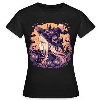 Sorcière Helloween Sorcières Tenue Sorcières Sorcières - T-shirt Femme - noir - Devant - AI Model Female 172 dark (172cm)