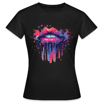 Lippen Kussmund Kuss Mund Rote Lippen - Frauen T-Shirt - Schwarz - Vorne - AI Model Female 172 dark (172cm)
