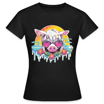 Pig Sunglasses Pig Pig Pig Pig Pig Pig - Women's T-Shirt - black - Front - AI Model Female 172 dark (172cm)