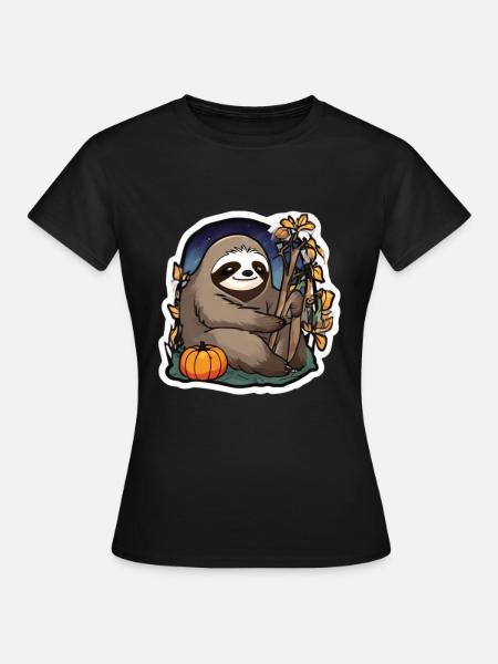 Faultier Halloween Faultiere Faultier Kürbis - Frauen T-Shirt - Schwarz