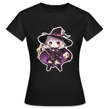 Costume de sorcière Chapeau de sorcière Sorcière Halloween - T-shirt Femme - noir - Devant - AI Model Female 172 dark (172cm)