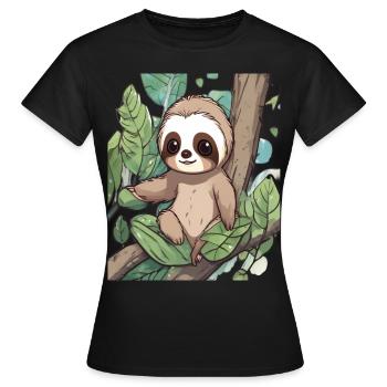 Sloth Sloth Sloth Baby Sloth Funny - Women's T-Shirt - black - Front - AI Model Female 172 dark (172cm)