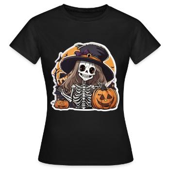 Sorcière Halloween Sorcières Chapeau Sorcières Balai Sorcière Citrouille - T-shirt Femme - noir - Devant - AI Model Female 172 dark (172cm)