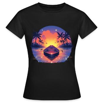 Boot - Frauen T-Shirt - Schwarz - Vorne - AI Model Female 172 dark (172cm)