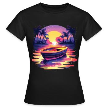 Boot - Frauen T-Shirt - Schwarz - Vorne - AI Model Female 172 dark (172cm)
