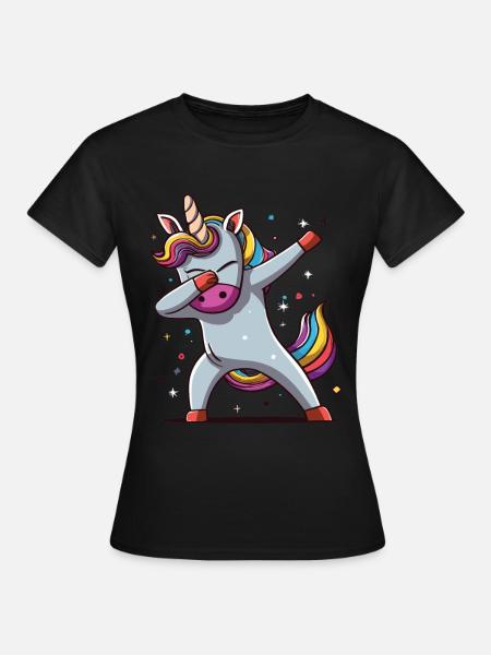 Dab Dabbing Unicorn Dabbendes Einhorn Tanz - Frauen T-Shirt - Schwarz