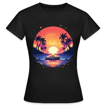 Boot - Frauen T-Shirt - Schwarz - Vorne - AI Model Female 172 dark (172cm)